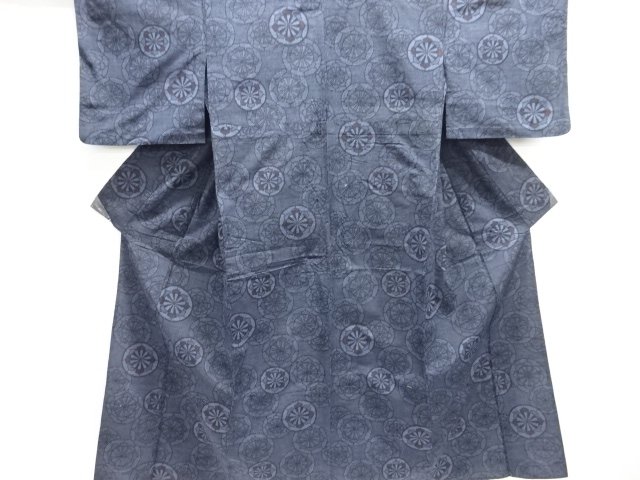 JAPANESE KIMONO / ANTIQUE KIMONO / SILK / TSUMUGI / WOVEN GENJIGURUMA PATTERN